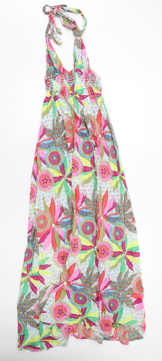 River Island Womens Multicoloured Geometric Cotton Maxi Size L Halter Tie