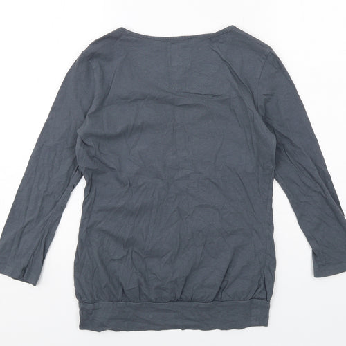 MANTARAY PRODUCTS Womens Grey Cotton Basic T-Shirt Size 8 V-Neck