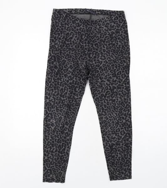Marks and Spencer Womens Grey Animal Print Cotton Jogger Leggings Size 12 - Leopard Print