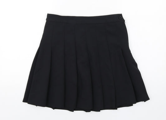 New Look Womens Black Polyester Pleated Skirt Size 10 Zip