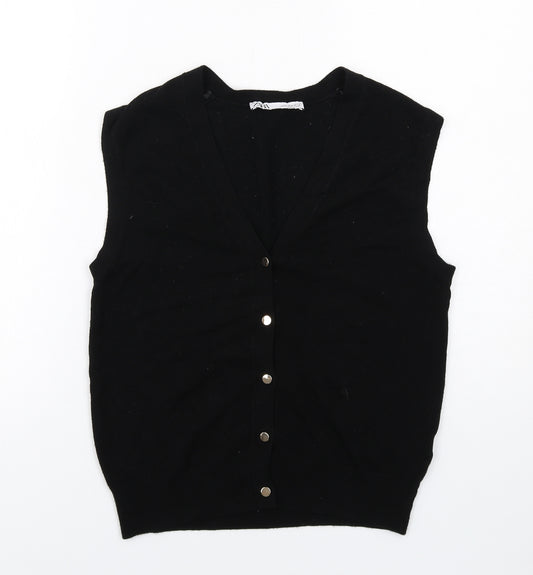 Zara Womens Black V-Neck Viscose Vest Jumper Size M