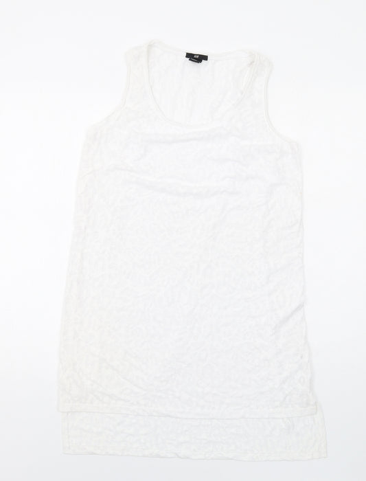 H&M Womens White Polyester Tank Dress Size S Round Neck Pullover