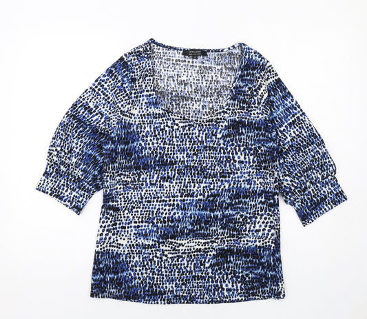 JD Williams Womens Blue Geometric Polyester Basic Blouse Size 12 Round Neck
