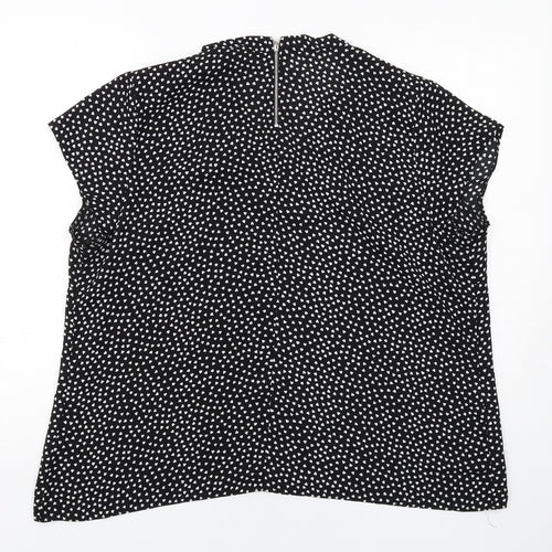 BHS Womens Black Geometric Polyester Basic Blouse Size 22 V-Neck - Heart Print