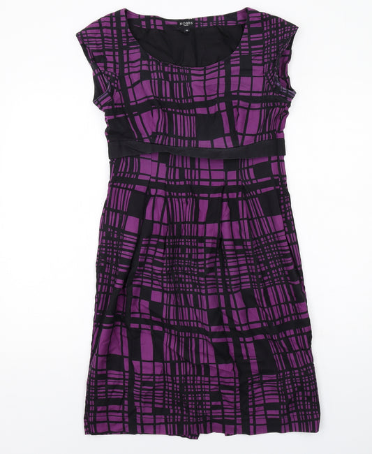Hobbs Womens Purple Geometric Silk Shift Size 10 Round Neck Zip