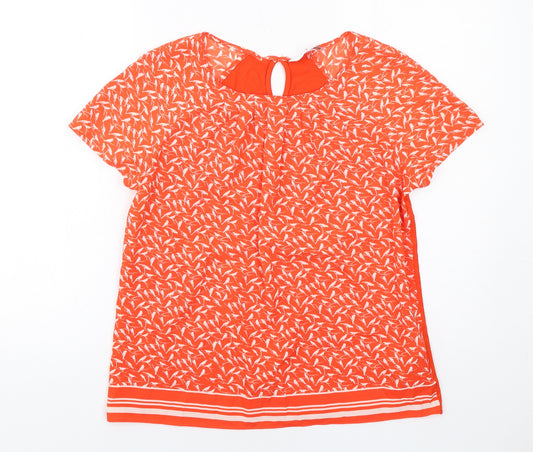 Jasper Conran Womens Orange Geometric Polyester Basic T-Shirt Size 14 Round Neck - Birds Print