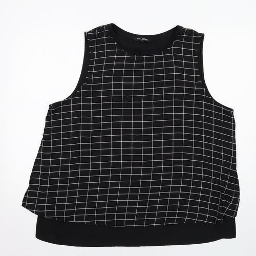 Debenhams Womens Black Striped Polyester Basic Tank Size 22 Round Neck