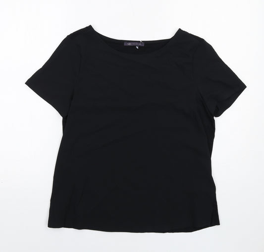 Marks and Spencer Womens Black Viscose Basic T-Shirt Size 12 Round Neck