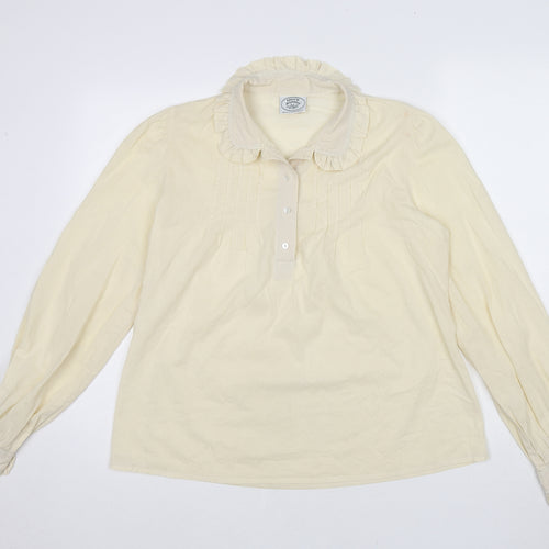 Laura As Womens Ivory Cotton Basic Blouse Size 14 Collared