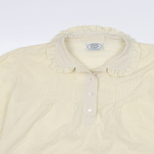 Laura As Womens Ivory Cotton Basic Blouse Size 14 Collared