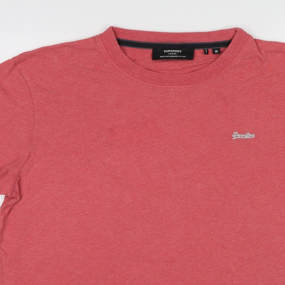 Superdry Womens Pink Cotton Basic T-Shirt Size M Round Neck