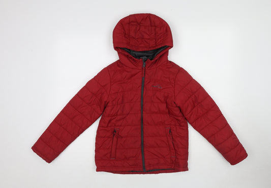 Freedom Trail Girls Red Quilted Jacket Size 9-10 Years Zip