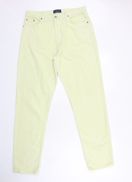 Principles Womens Green Cotton Straight Jeans Size 18 L33 in Regular Button