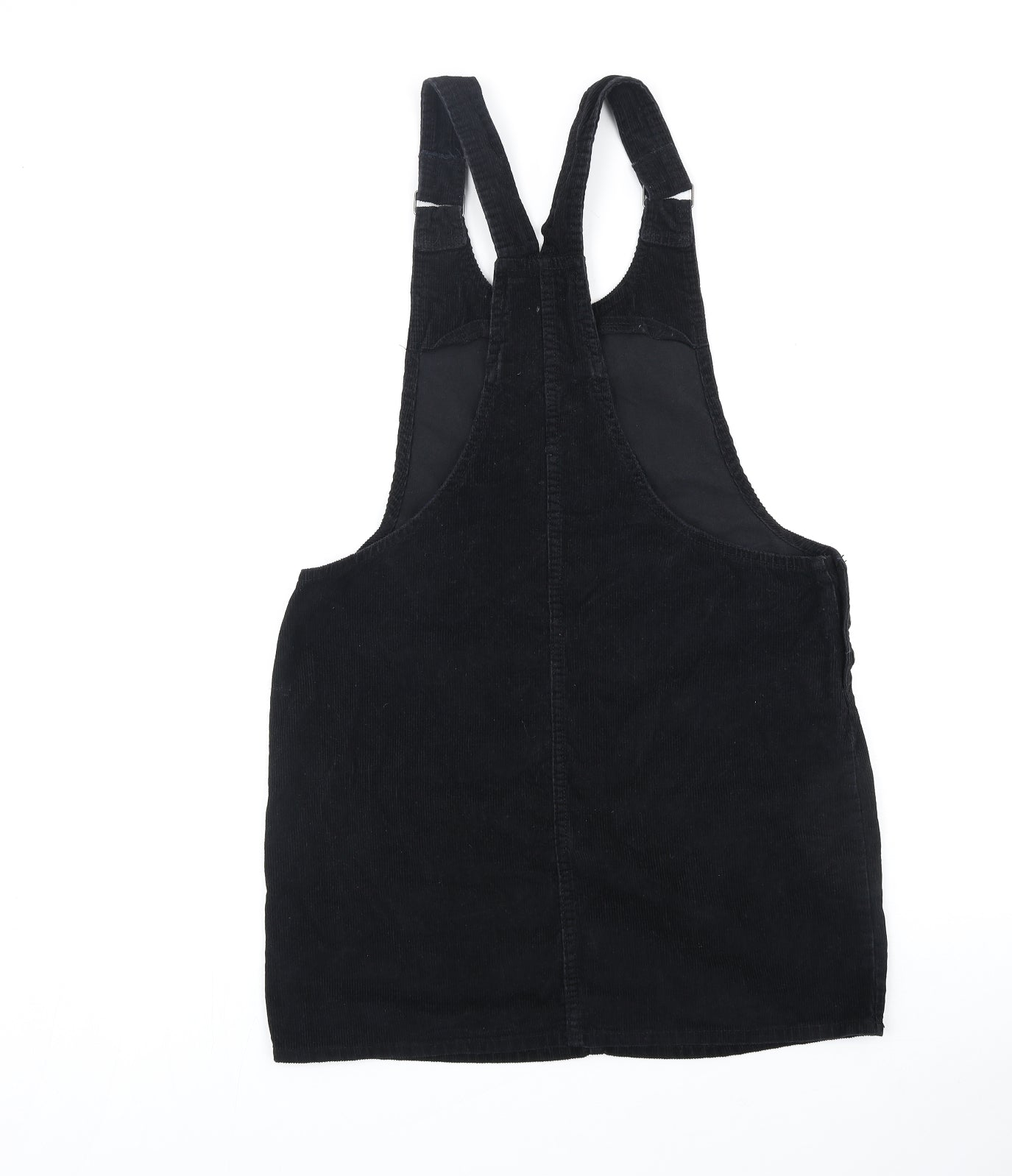 Denim & Co. Womens Black 100% Cotton Pinafore/Dungaree Dress Size 14 Round Neck Button - Pinafore
