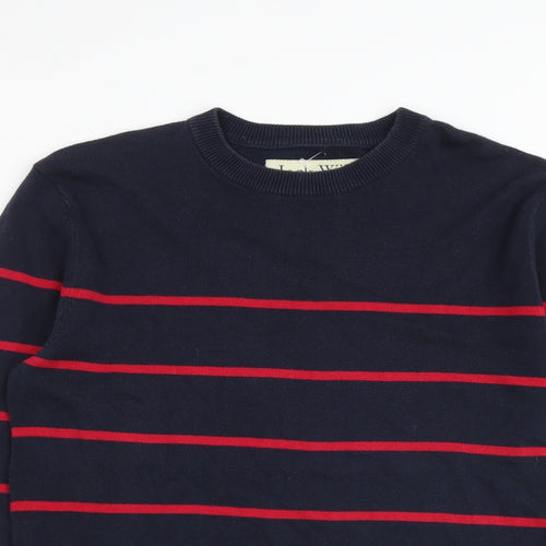 Jack Wills Mens Blue Round Neck Striped Cotton Pullover Jumper Size S Long Sleeve