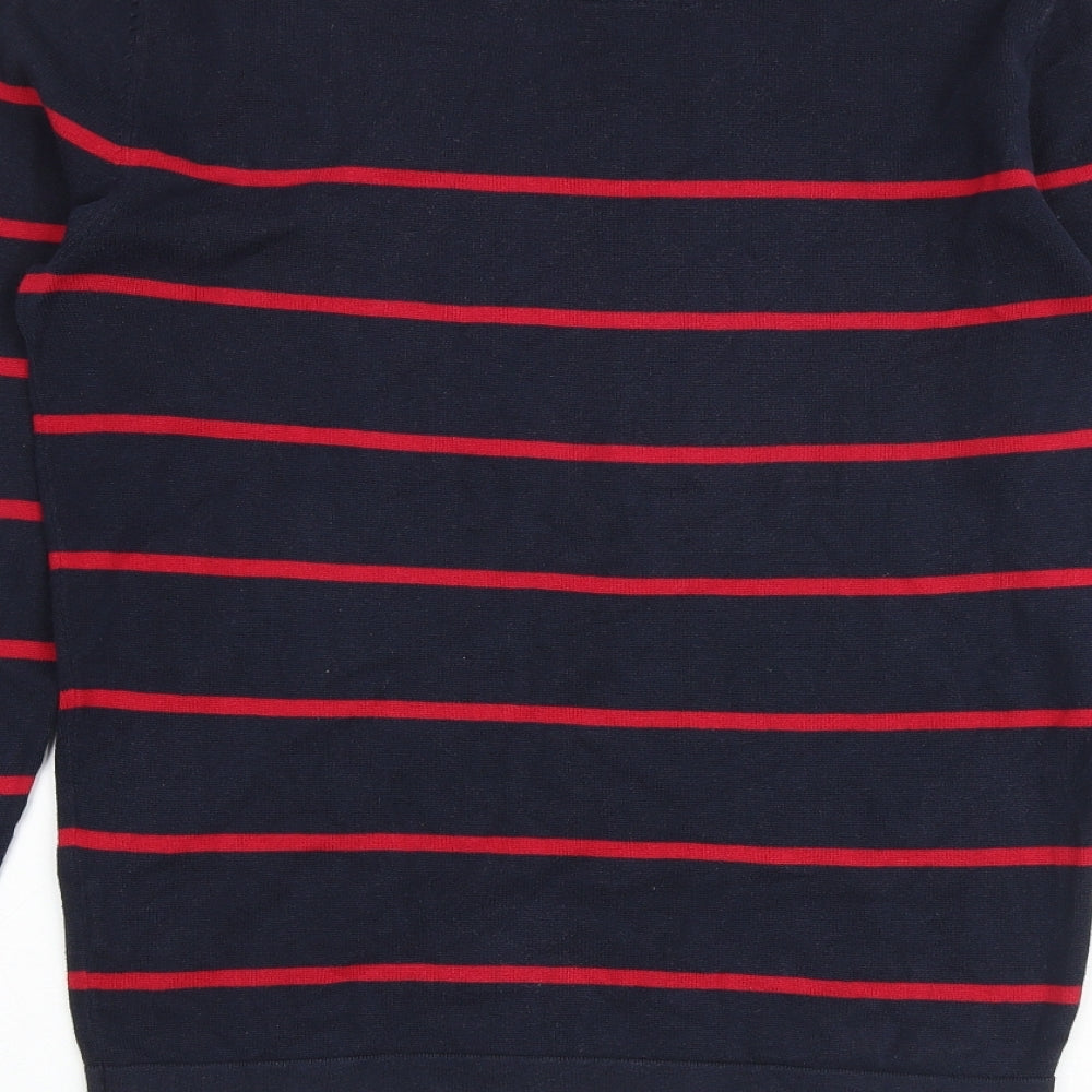 Jack Wills Mens Blue Round Neck Striped Cotton Pullover Jumper Size S Long Sleeve