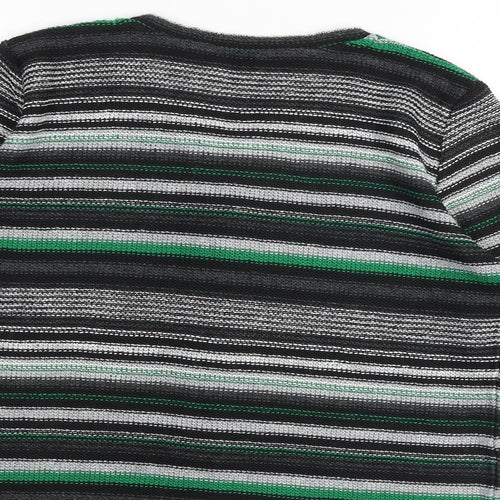 Marks and Spencer Womens Multicoloured Round Neck Striped Acrylic Cardigan Jumper Size L
