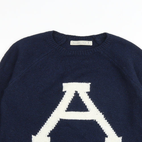 Abercrombie & Fitch Womens Blue Round Neck Cotton Pullover Jumper Size M