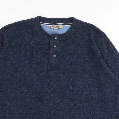 NEXT Mens Blue Round Neck Cotton Pullover Jumper Size M Long Sleeve
