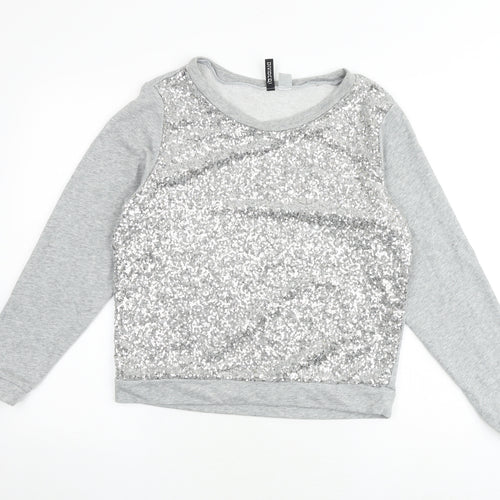 H&M Womens Grey Polyester Pullover Sweatshirt Size M Pullover