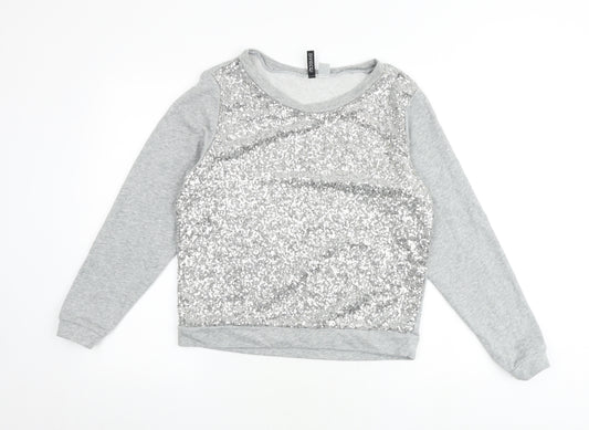 H&M Womens Grey Polyester Pullover Sweatshirt Size M Pullover