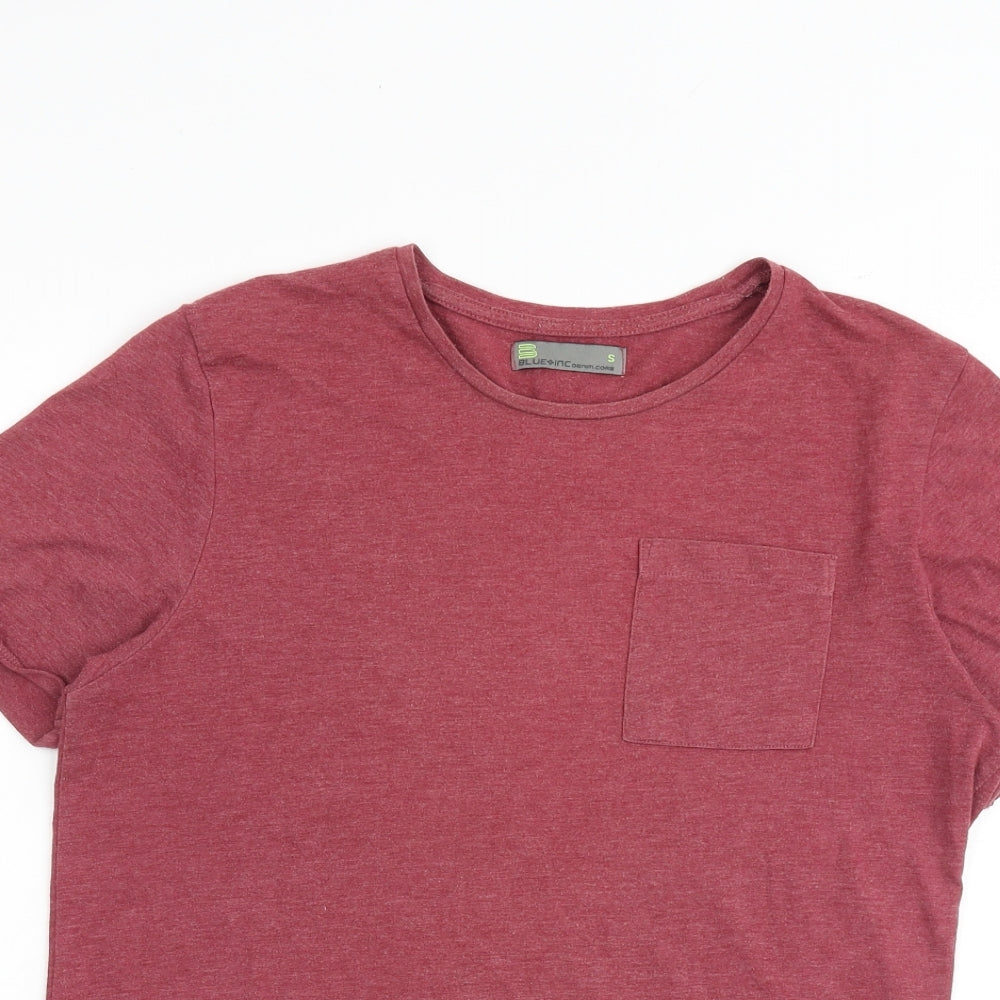 Blue Inc Mens Red Polyester T-Shirt Size S Round Neck