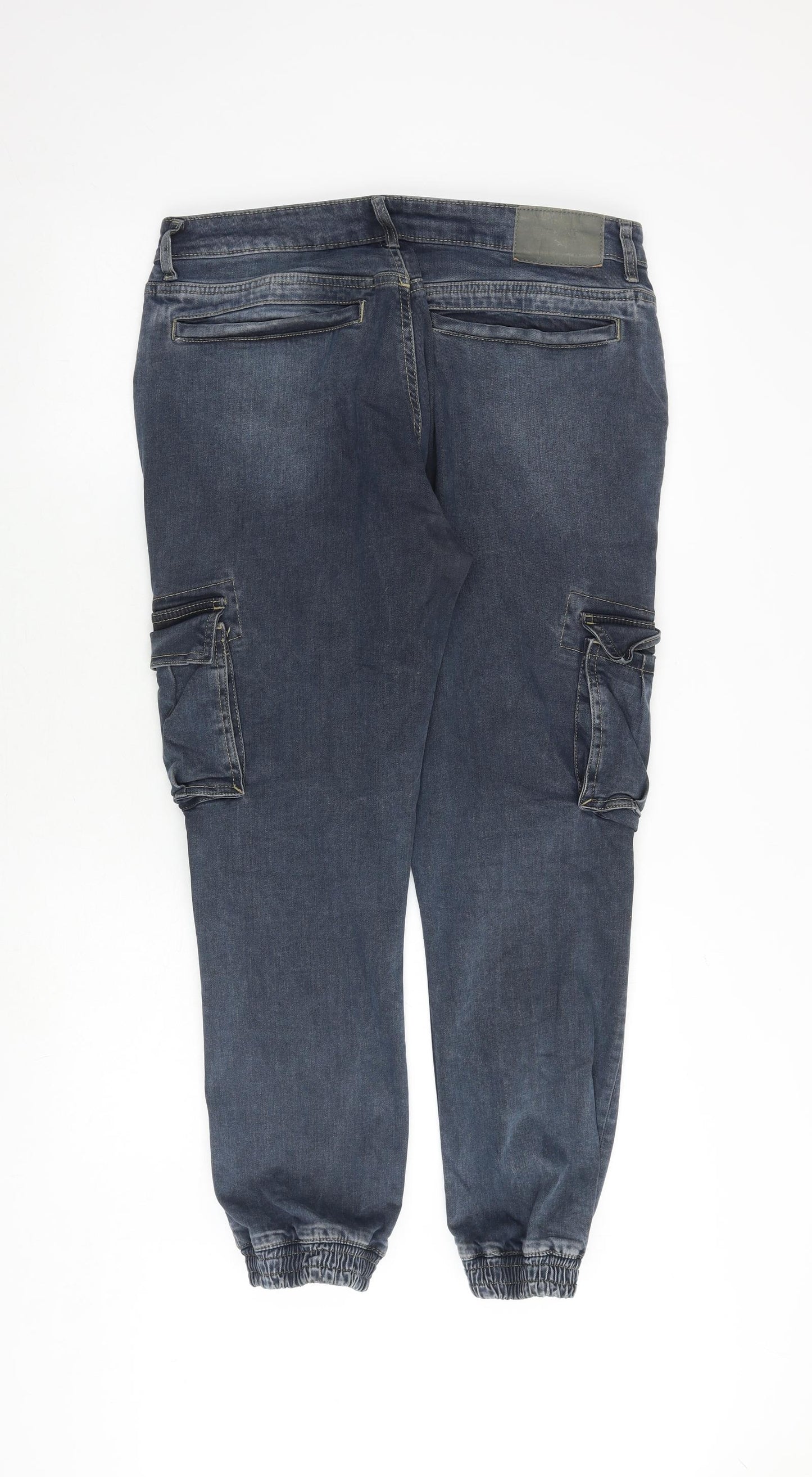 Denim & Co. Mens Blue Cotton Straight Jeans Size 34 in L32 in Regular Button - Cuff cargo
