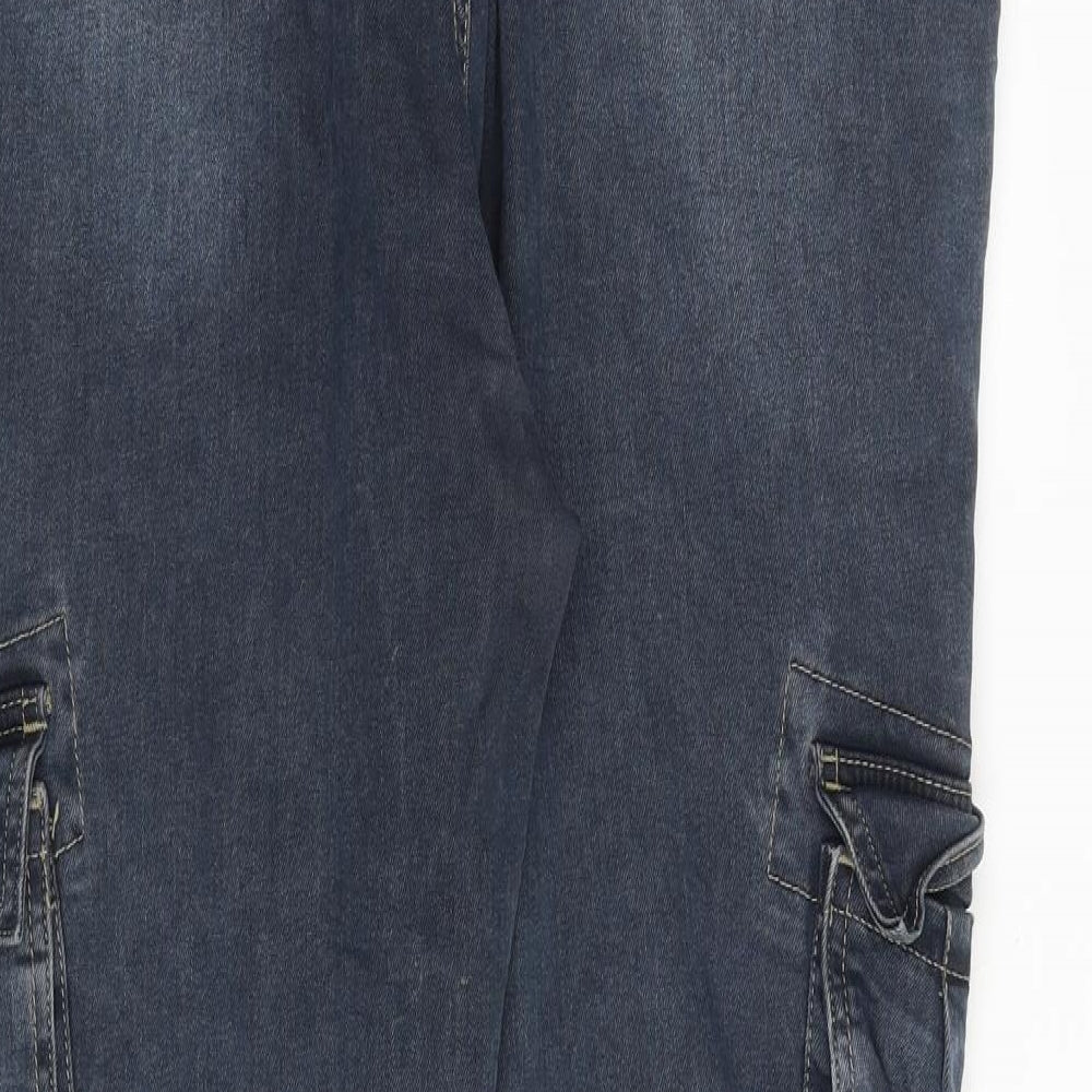 Denim & Co. Mens Blue Cotton Straight Jeans Size 34 in L32 in Regular Button - Cuff cargo