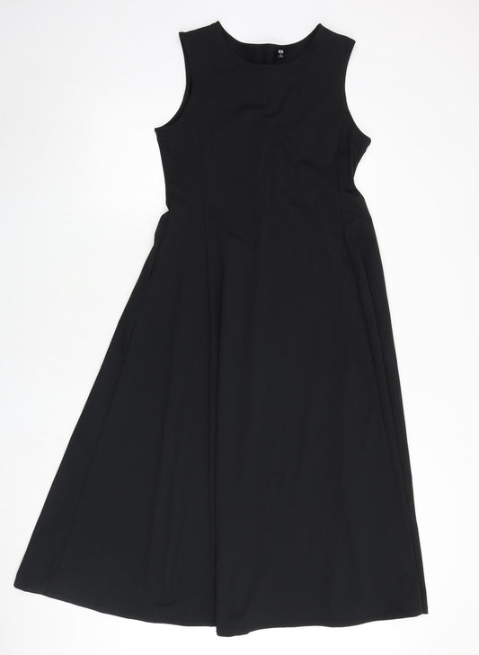 Uniqlo Womens Black Polyester A-Line Size M Round Neck Pullover