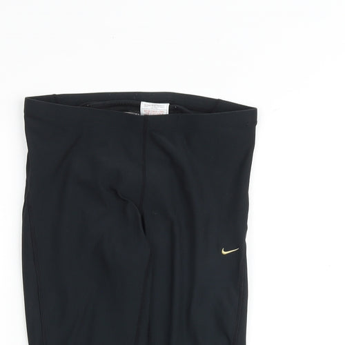 Nike Girls Black Check Polyester Cropped Trousers Size 11-12 Years Regular Pullover - Activewear Leggings