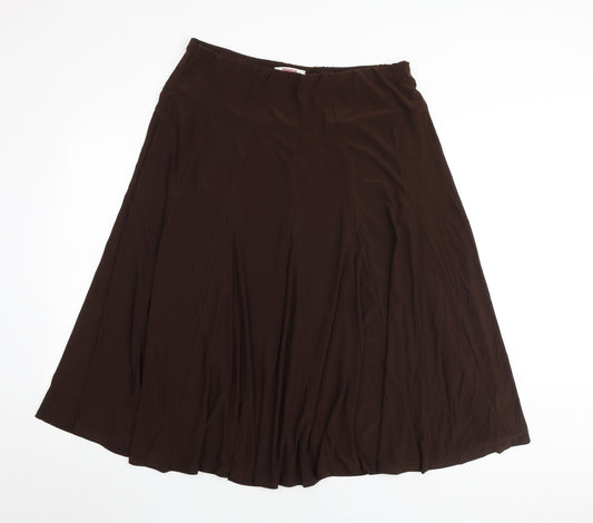 Essential Collection Womens Brown Polyester Swing Skirt Size 16