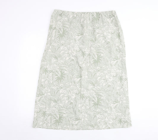 EWM Womens Green Floral Viscose A-Line Skirt Size 34 in