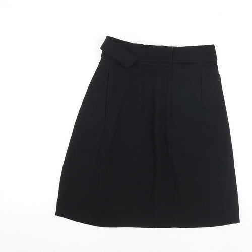 H&M Womens Black Polyester Pleated Skirt Size 8 Buckle