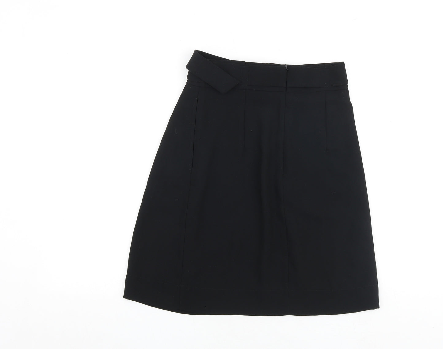 H&M Womens Black Polyester Pleated Skirt Size 8 Buckle