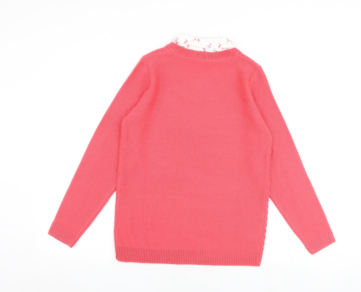 EWM Womens Pink Collared Acrylic Pullover Jumper Size 10 - Size 10-12