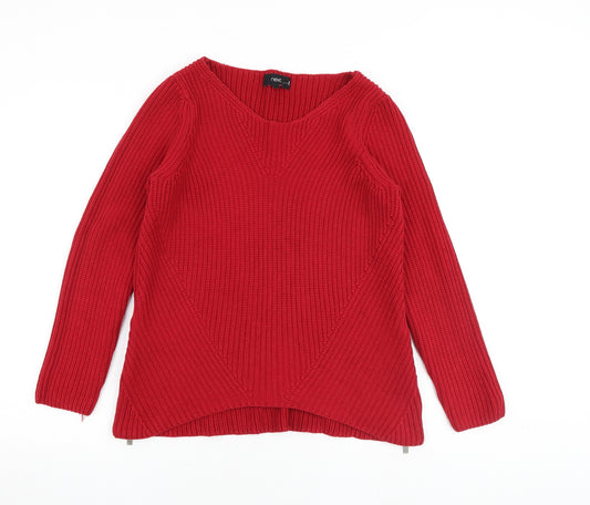 NEXT Womens Red Boat Neck Cotton Pullover Jumper Size 12