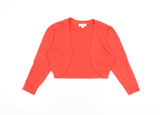 Monsoon Womens Orange V-Neck 100% Cotton Cardigan Jumper Size S