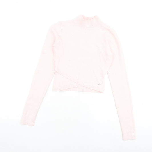 Hollister Womens Pink Mock Neck Acrylic Pullover Jumper Size XS