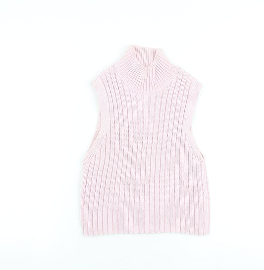 Zara Womens Pink High Neck 100% Cotton Pullover Jumper Size S