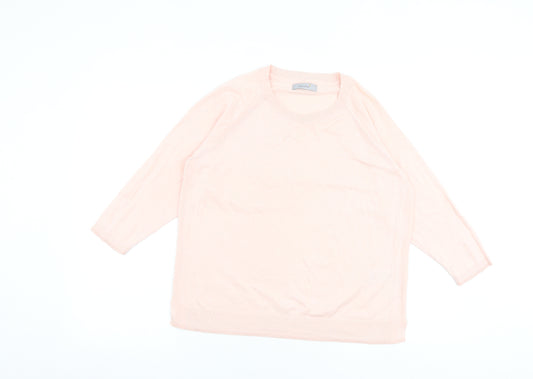 Per Una Womens Pink Round Neck 100% Cotton Pullover Jumper Size 14