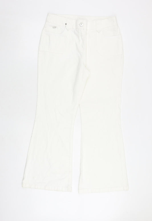 Per Una Womens White Cotton Bootcut Jeans Size 14 Regular Zip