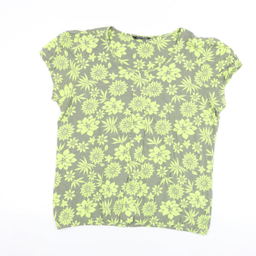 Debenhams Womens Multicoloured Floral 100% Cotton Basic T-Shirt Size 20 Round Neck