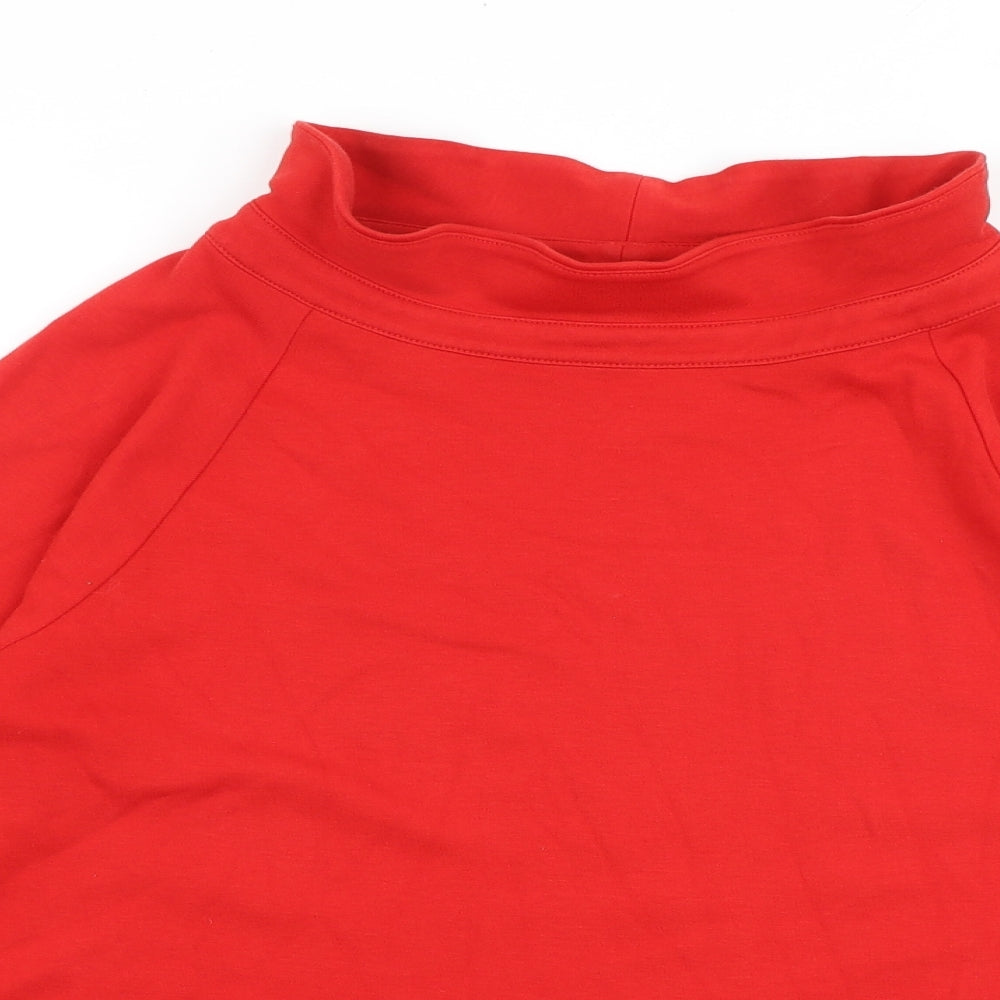 Laura Ashley Womens Red Polyester Basic T-Shirt Size 16 Mock Neck