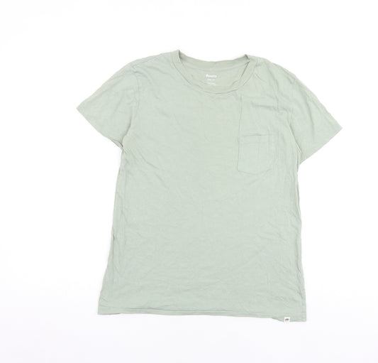 Roots Womens Green 100% Cotton Basic T-Shirt Size XS Crew Neck - Pocket Detail