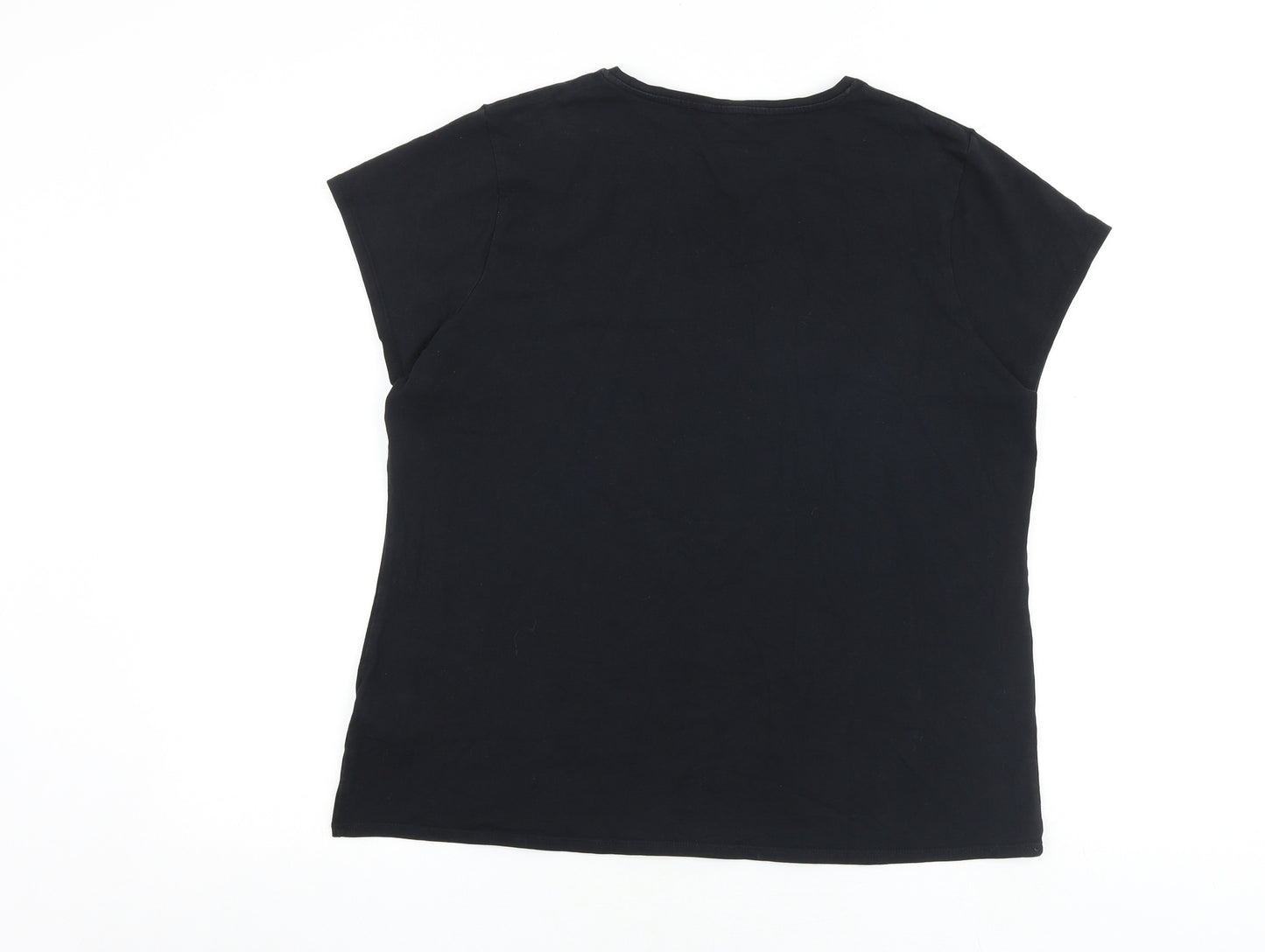 Marks and Spencer Womens Black Cotton Basic T-Shirt Size 20 Crew Neck