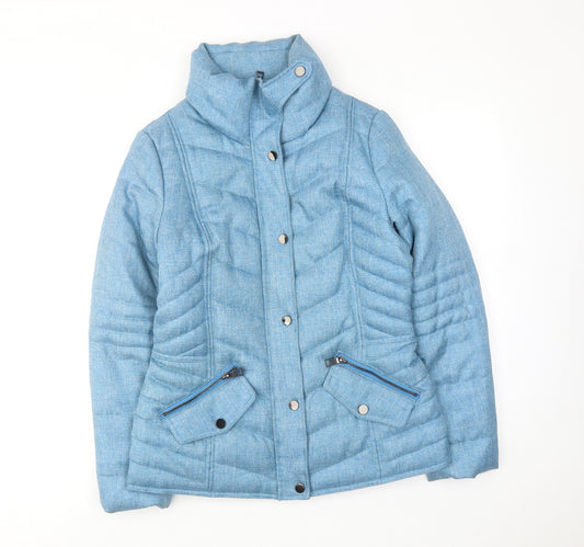 NEXT Womens Blue Quilted Jacket Size 10 Zip
