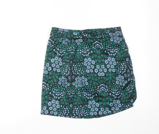 Banana Republic Womens Green Floral Polyester A-Line Skirt Size 28 in Zip