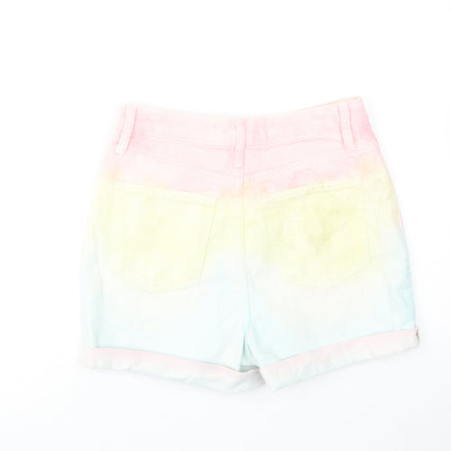 Denim & Co. Womens Multicoloured Geometric Cotton Mom Shorts Size 6 Regular Zip - Tie dye effect