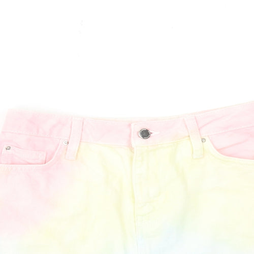Denim & Co. Womens Multicoloured Geometric Cotton Mom Shorts Size 6 Regular Zip - Tie dye effect