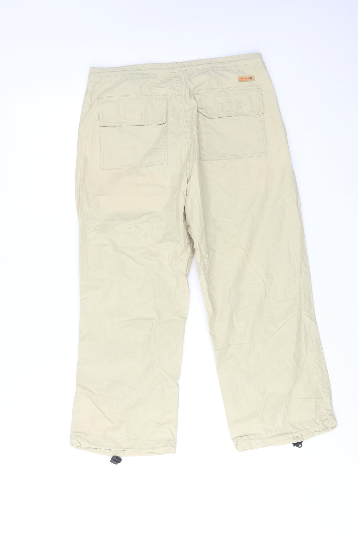 Marwin Womens Beige Cotton Trousers Size S Regular Zip - Drawstring Hem